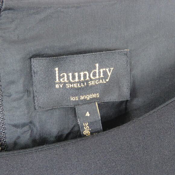 LAUNDRY By Shelli Segal Black High Neck Mini Formal Dress Size 4 - Picture 3 of 6